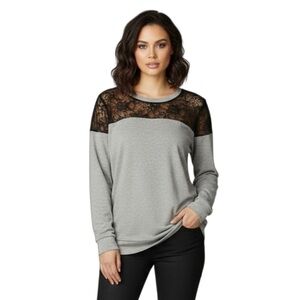 TORRID 0 0X XXL Gray Knit Top Lace Top Sleeve Detail R $59